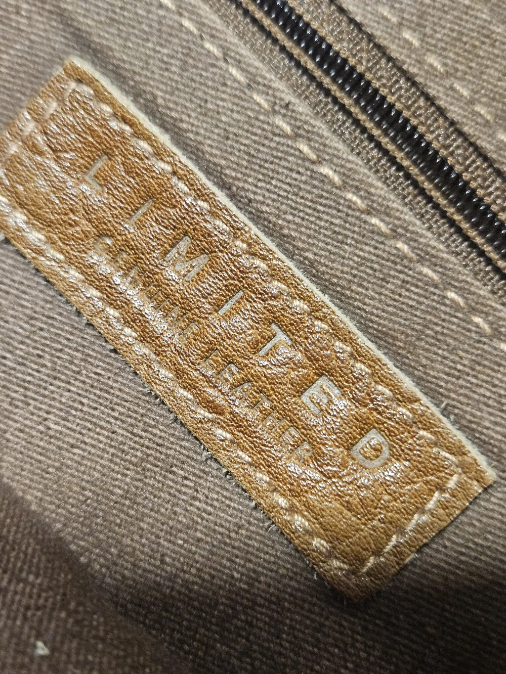Vintage The Limited Tan Brown Textured Genuine Leather Crossbody Messenger Bag